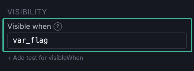 B2 inspector Visibility section showing var_flag