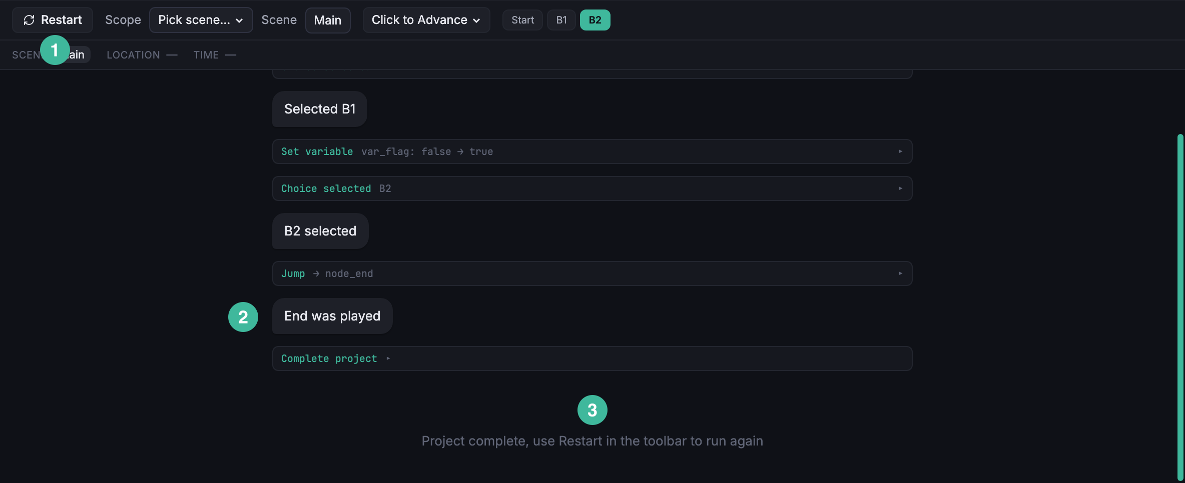 Project complete with the full event history in the timeline