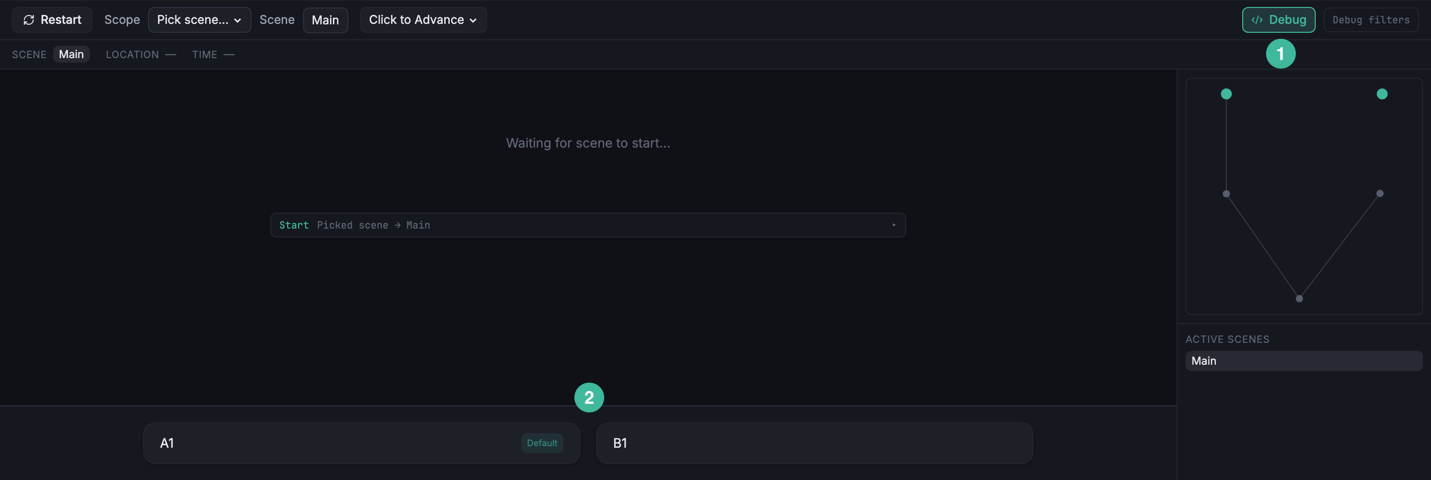 Simulator with both openers visible